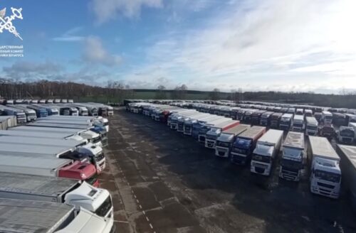 Литовские фуры на спецстоянке в Беларуси